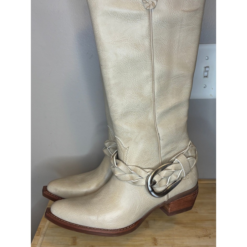 Frye and Co Irlene Whipstitch Western Boots‎ Off White 6M FO-F2600036-011-111